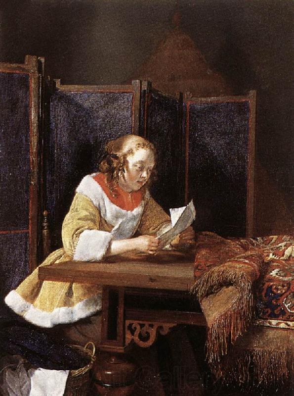 TERBORCH, Gerard A Lady Reading a Letter eart Norge oil painting art